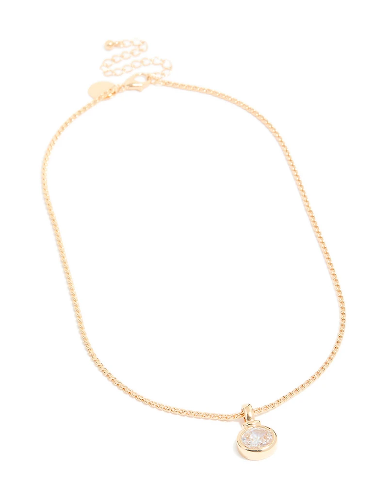 Gold Cubic Zirconia Pendant Necklace