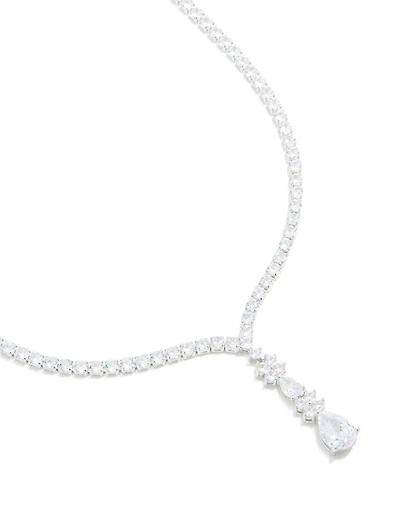 Silver Cubic Zirconia Lovely Pear Necklace