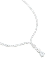 Silver Cubic Zirconia Lovely Pear Necklace