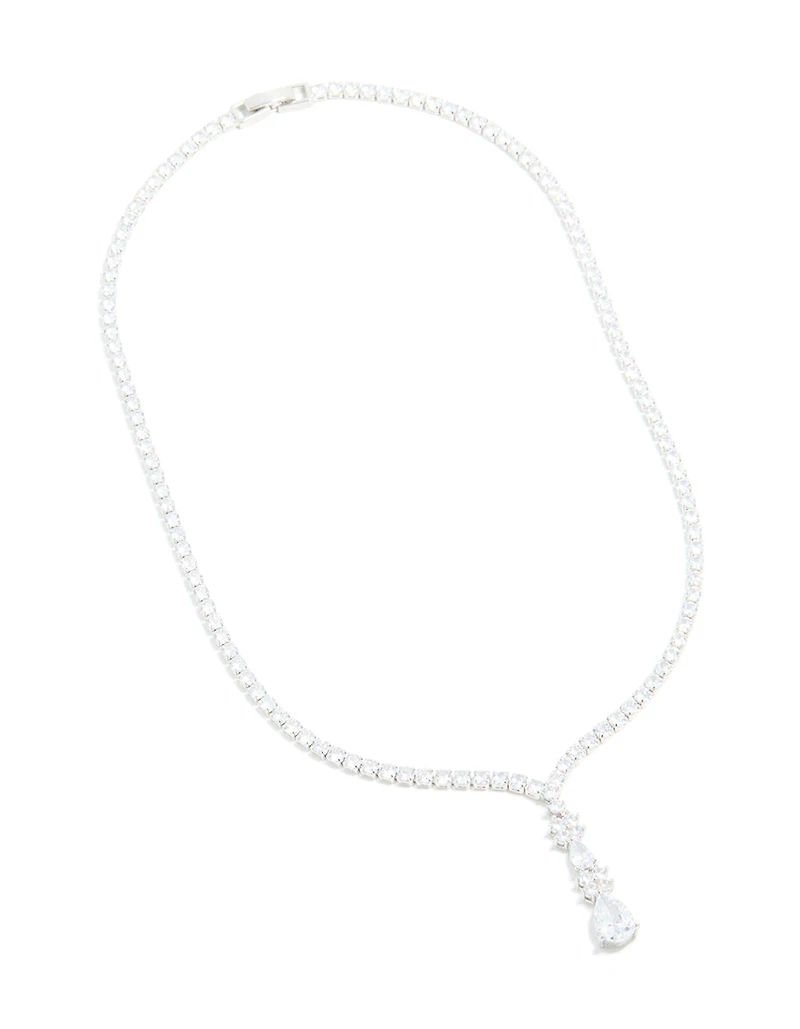 Magnifique collier poire en zircone cubique en argent
