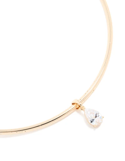 Collier tubulaire central en zircone cubique en or