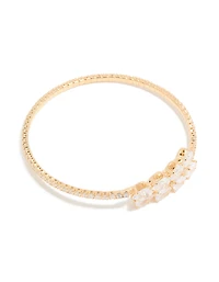 Gold Cubic Zirconia Dainty Pear Bangle