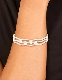 Silver Cubic Zirconia Marquise Wavy Wrist Cuff