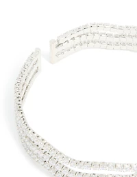 Bracelet de poignet ondulé marquise en zircone cubique argenté