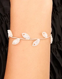 Bracelet à bascule multi-feuilles en zircone cubique en or rose