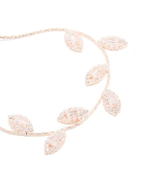 Rose Gold Cubic Zirconia Multi Leaf Toggle Bracelet