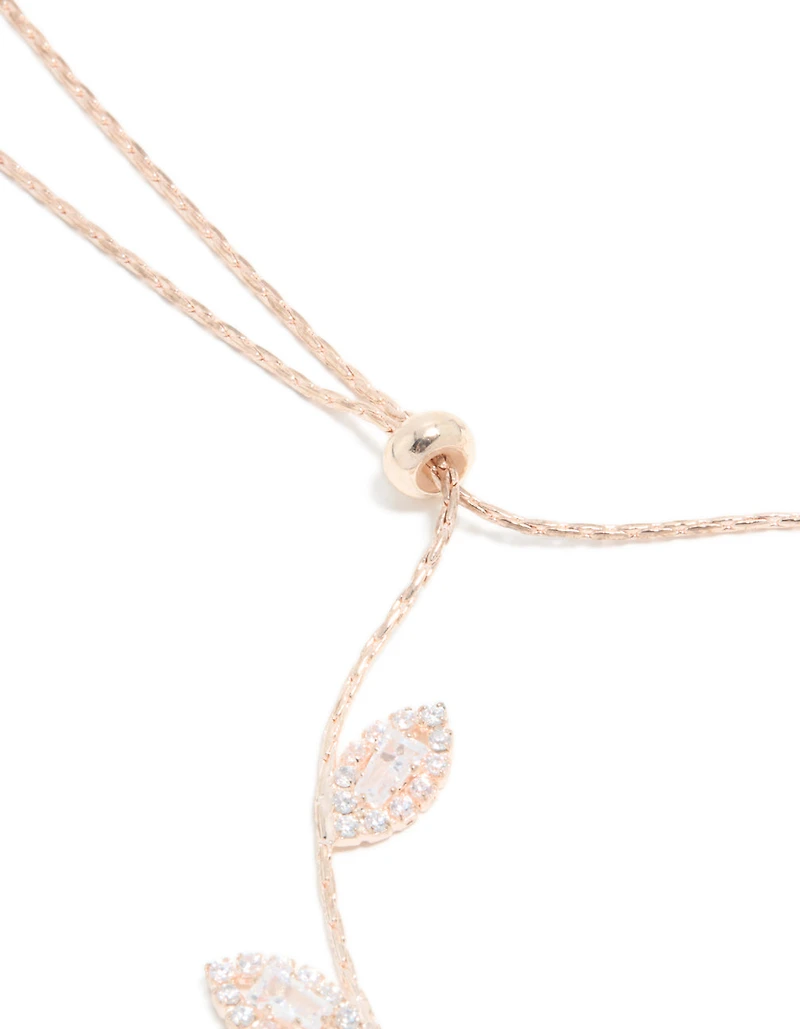 Rose Gold Cubic Zirconia Multi Leaf Toggle Bracelet