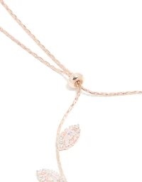 Rose Gold Cubic Zirconia Multi Leaf Toggle Bracelet