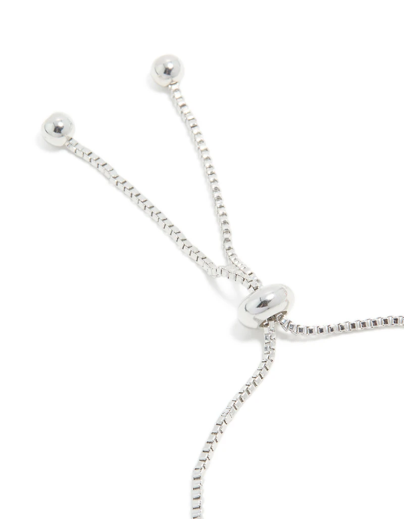 Silver Cubic Zirconia Statement Flower Toggle Bracelet