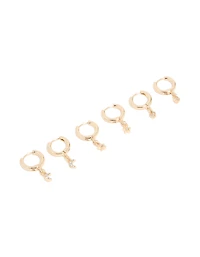 Gold Diamante Celestial Small Huggie Earrings 3-Pack