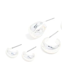 Silver Simple Open Hoop Earrings 3-Pack