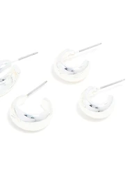 Silver Simple Open Hoop Earrings 3-Pack