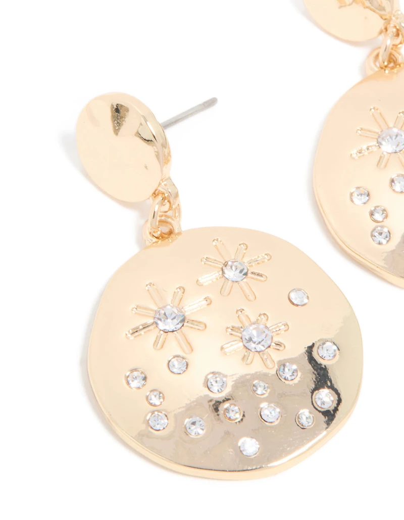 Boucles d’oreilles célestes en zircone cubique en or