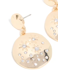Boucles d’oreilles célestes en zircone cubique en or