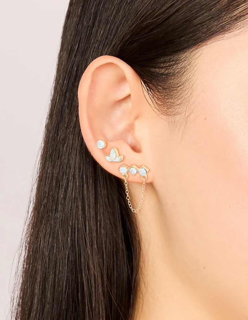 Pack de 3 boucles d’oreilles en zircone cubique en zircone et clous
