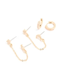 Ensemble de boucles d’oreilles Double & Huggie en zirconie cubique en zirconie cubique