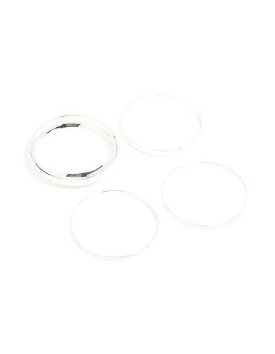 Paquet de 4 bracelets argentés épais et minces,