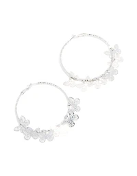 Silver Butterflies Hoop Earrings
