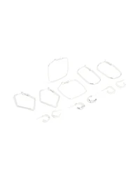 Silver Multi Shaped Hoop Earrings 6-Pack