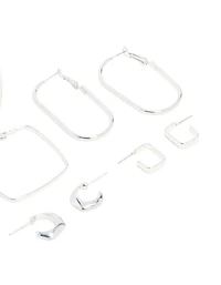 Boucles d’oreilles à cerceaux multiformes en argent en paquet de 6