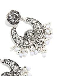 Antique Silver Boho Dangle Drop Earrings