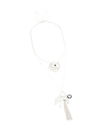 Collier antique en argent en forme de breloques bohèmes en forme de cœur et flèche