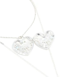 Collier antique en argent en forme de breloques bohèmes en forme de cœur et flèche