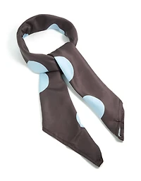 Chocolate Brown Large Pale Blue Polka Dot Fabric Scarf