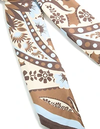 Chocolate Brown Pale Blue & White Floral Paisley Fabric Scarf