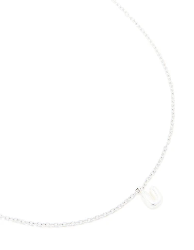 Waterproof Stainless Steel Mini Bubble Letter U Necklace