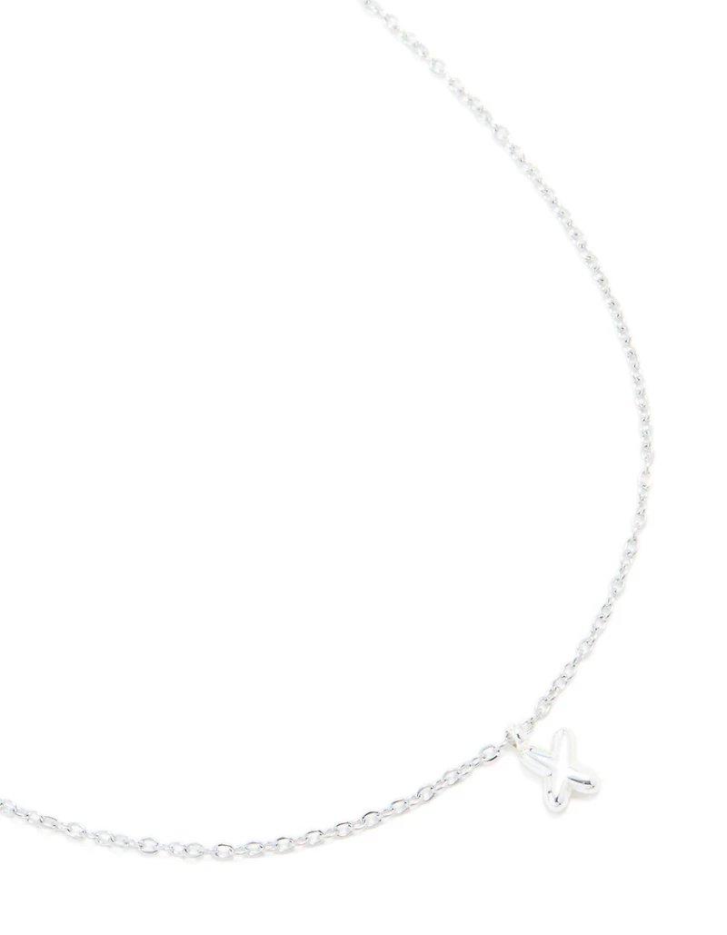 Waterproof Stainless Steel Mini Bubble Letter X Necklace