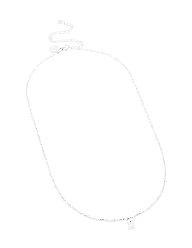 Waterproof Stainless Steel Mini Bubble Letter X Necklace