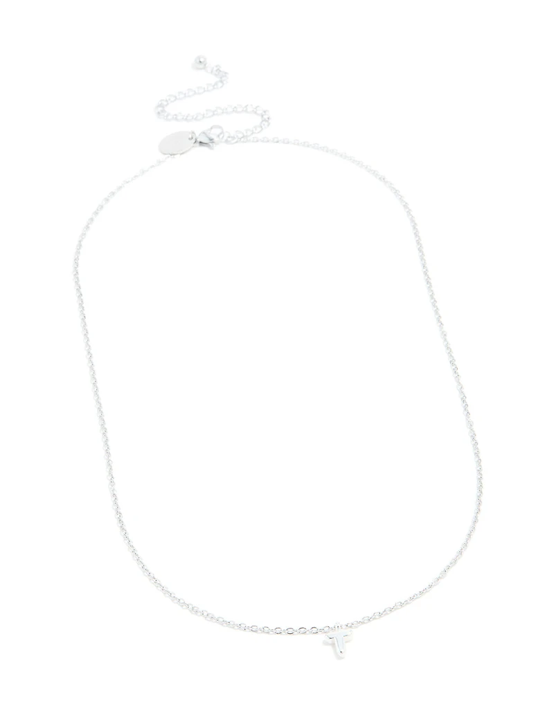 Collier mini Bulle en acier inoxydable imperméable avec la lettre T