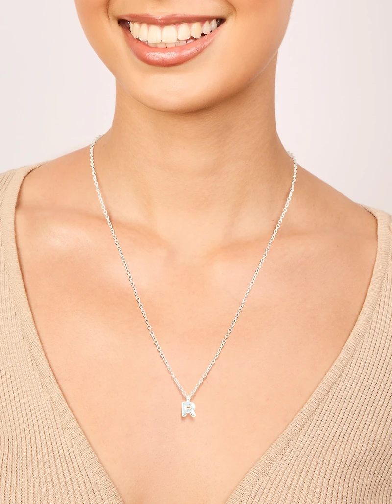 Collier mini bulle en acier inoxydable imperméable avec la lettre R