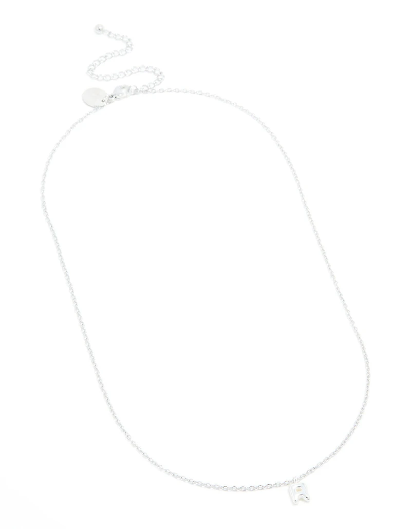 Waterproof Stainless Steel Mini Bubble Letter R Necklace