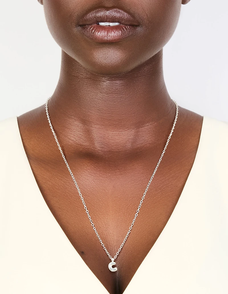 Mini collier imperméable en acier inoxydable en forme de bulle lettre C