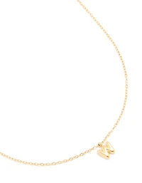 Waterproof Gold Plated Stainless Steel Mini Bubble Letter W Necklace