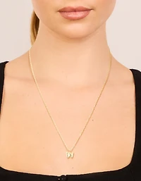 Mini collier imperméable en acier inoxydable plaqué or avec la lettre W