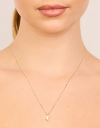 Waterproof Gold Plated Stainless Steel Mini Bubble Letter X Necklace