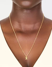 Collier mini bulle en acier inoxydable plaqué or imperméable en forme de lettre I