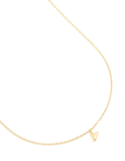 Waterproof Gold Plated Stainless Steel Mini Bubble Letter Y Necklace