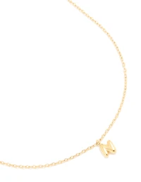 Waterproof Gold Plated Stainless Steel Mini Bubble Letter N Necklace