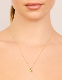 Waterproof Gold Plated Gold Plated Stainless Steel Mini Bubble Letter Z Necklace