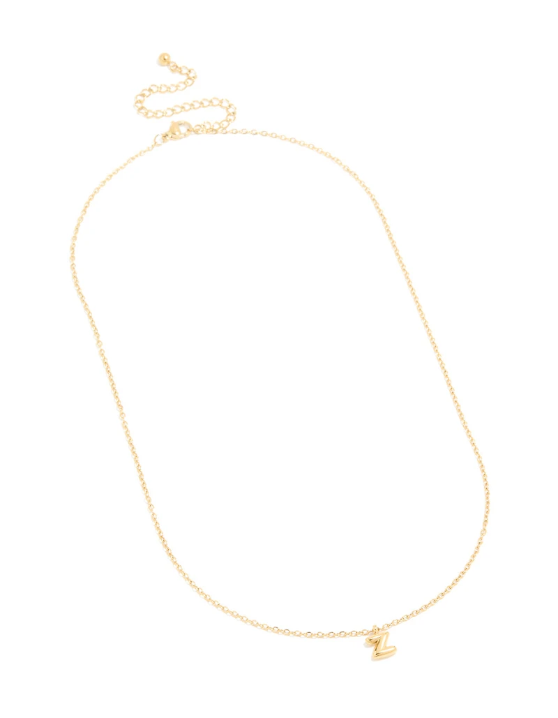 Waterproof Gold Plated Gold Plated Stainless Steel Mini Bubble Letter Z Necklace