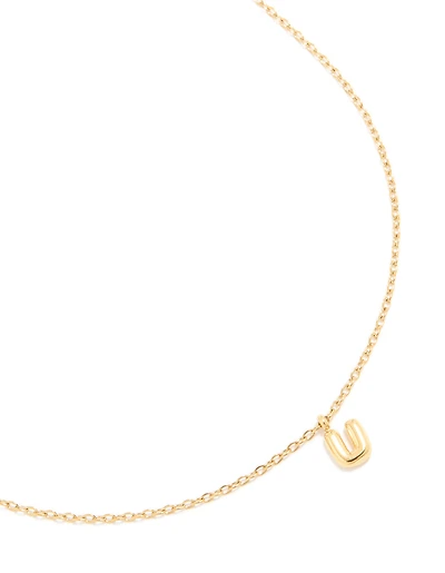 Mini collier imperméable en acier inoxydable plaqué or en forme de lettre U