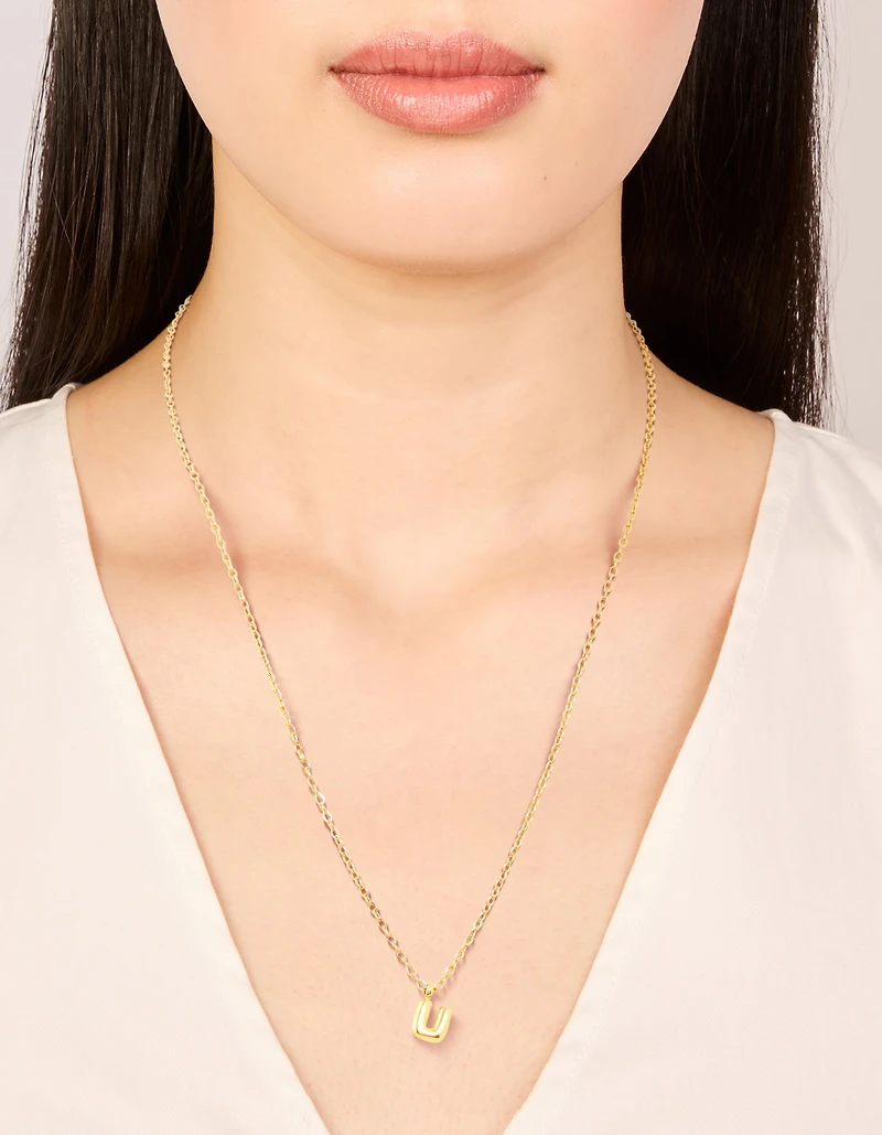 Mini collier imperméable en acier inoxydable plaqué or en forme de lettre U