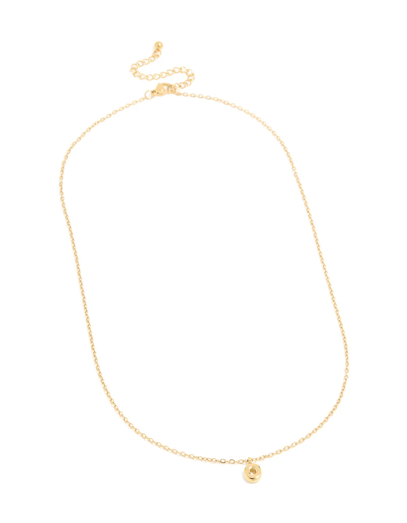 Waterproof Gold Plated Stainless Steel Mini Bubble Letter O Necklace