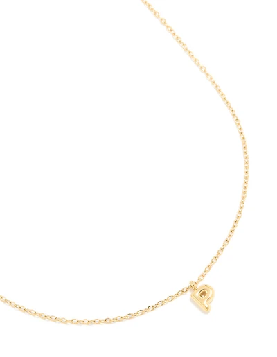 Waterproof Gold Plated Stainless Steel Mini Bubble Letter P Necklace