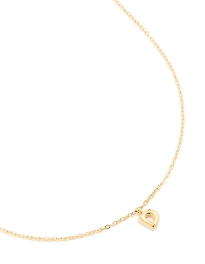 Waterproof Gold Plated Stainless Steel Mini Bubble Letter D Necklace
