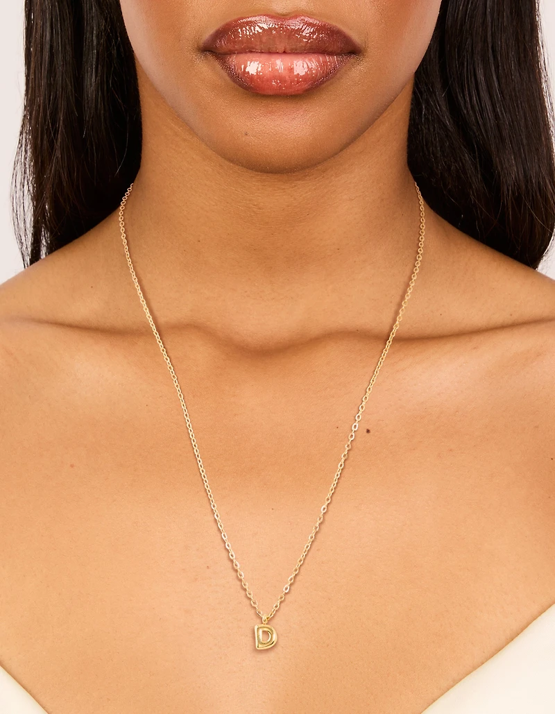 Mini collier imperméable en acier inoxydable plaqué or en forme de lettre D